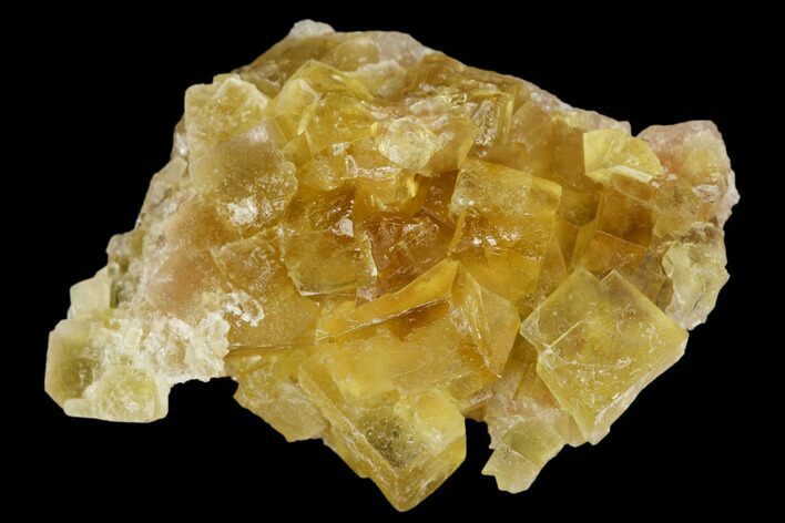 Yellow Cubic Fluorite Crystal Cluster - Morocco #173949